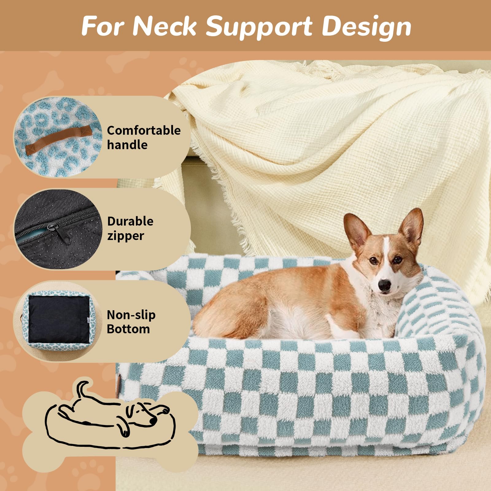 Nxwjoy cute dog bed rectangle sofa design showcases secure lounging space for restful naps