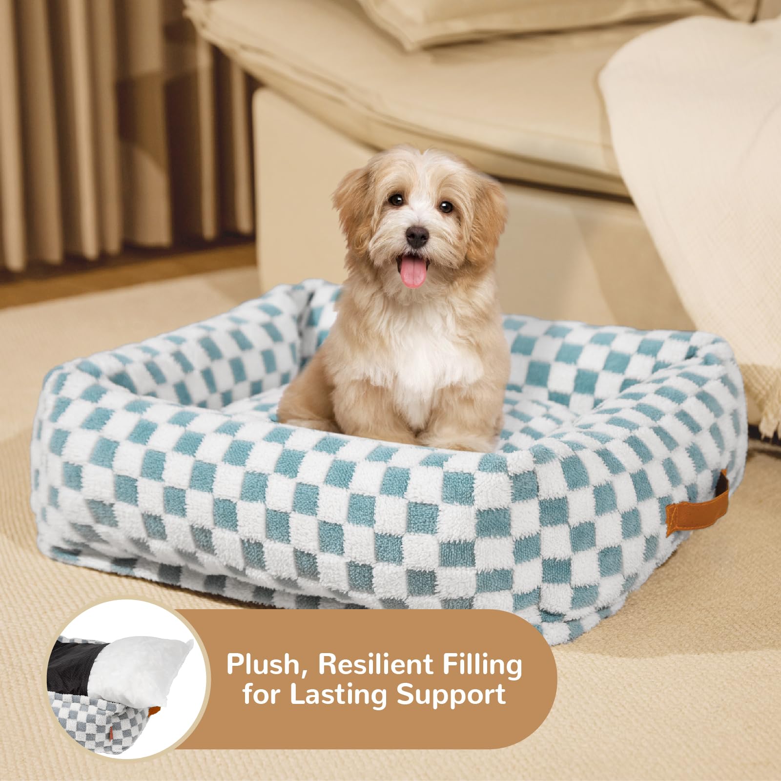 Nxwjoy cute dog bed removable cover closeup highlights easy cleaning and machine-washability