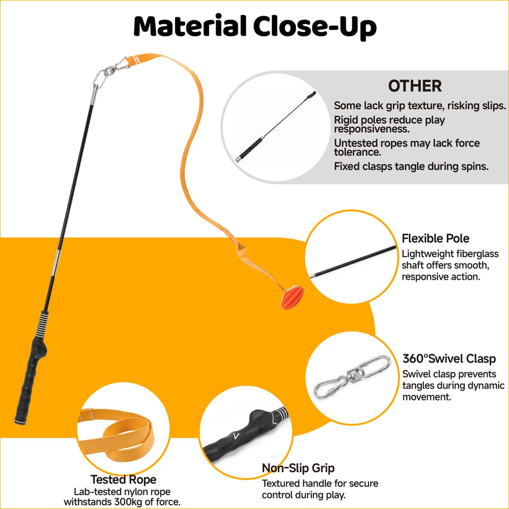 Nxwjoy Flirt Pole ergonomic non-slip handle for comfortable grip during extended play.