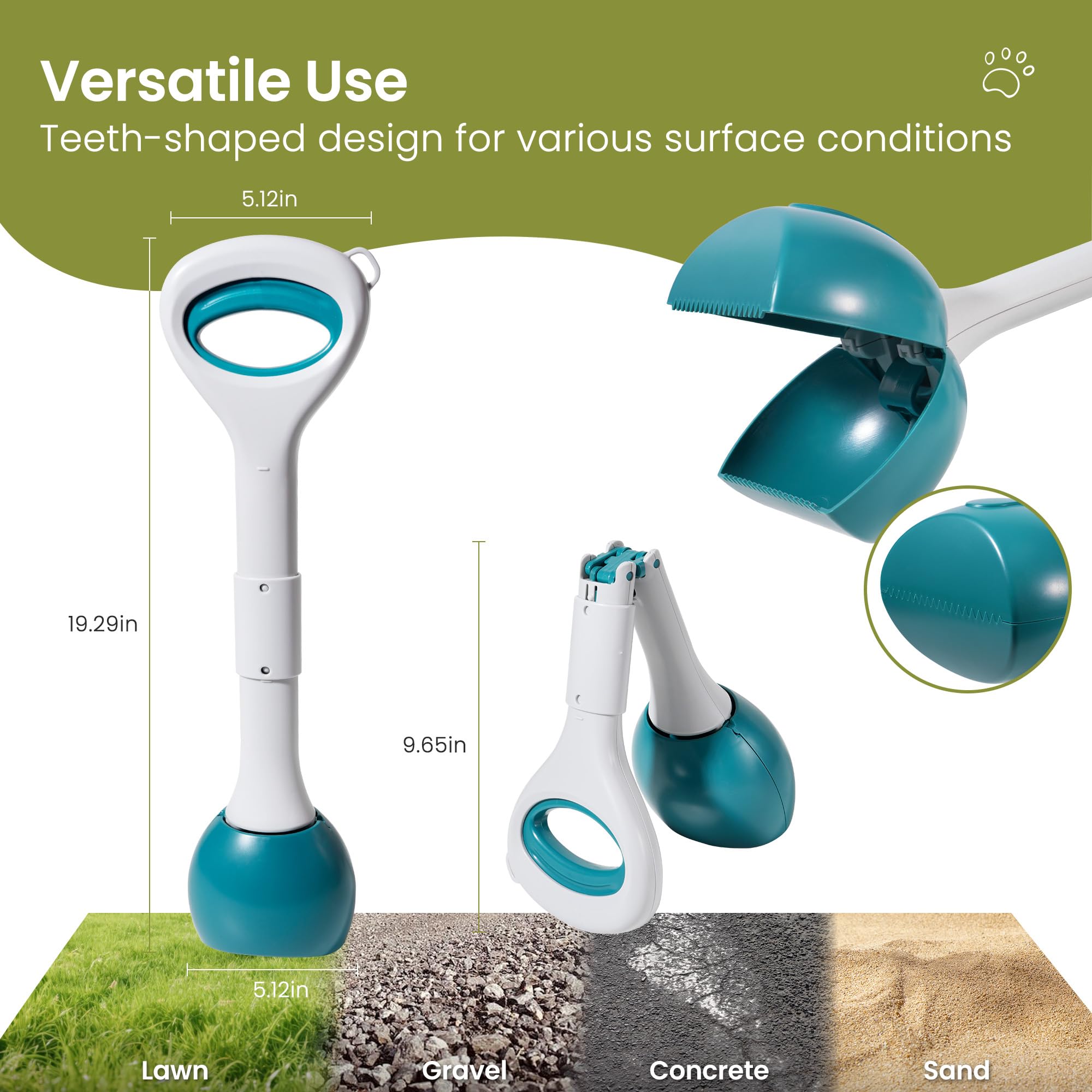 NYEONHRT dog pooper scooper with bag dispenser and 120 bags