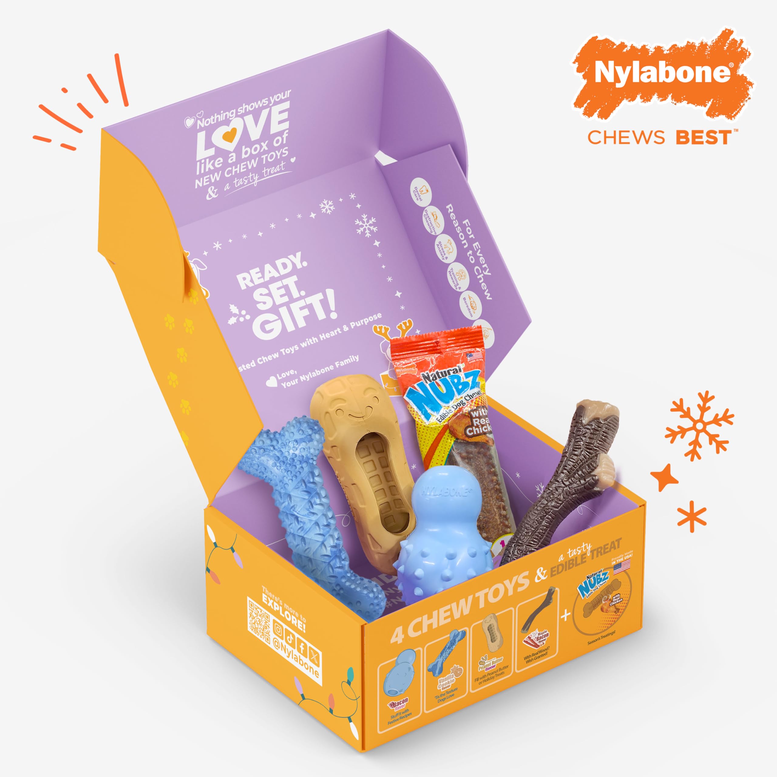 Nylabone 70-years-trusted-brand branding reinforces heritage and safe chewing choices.