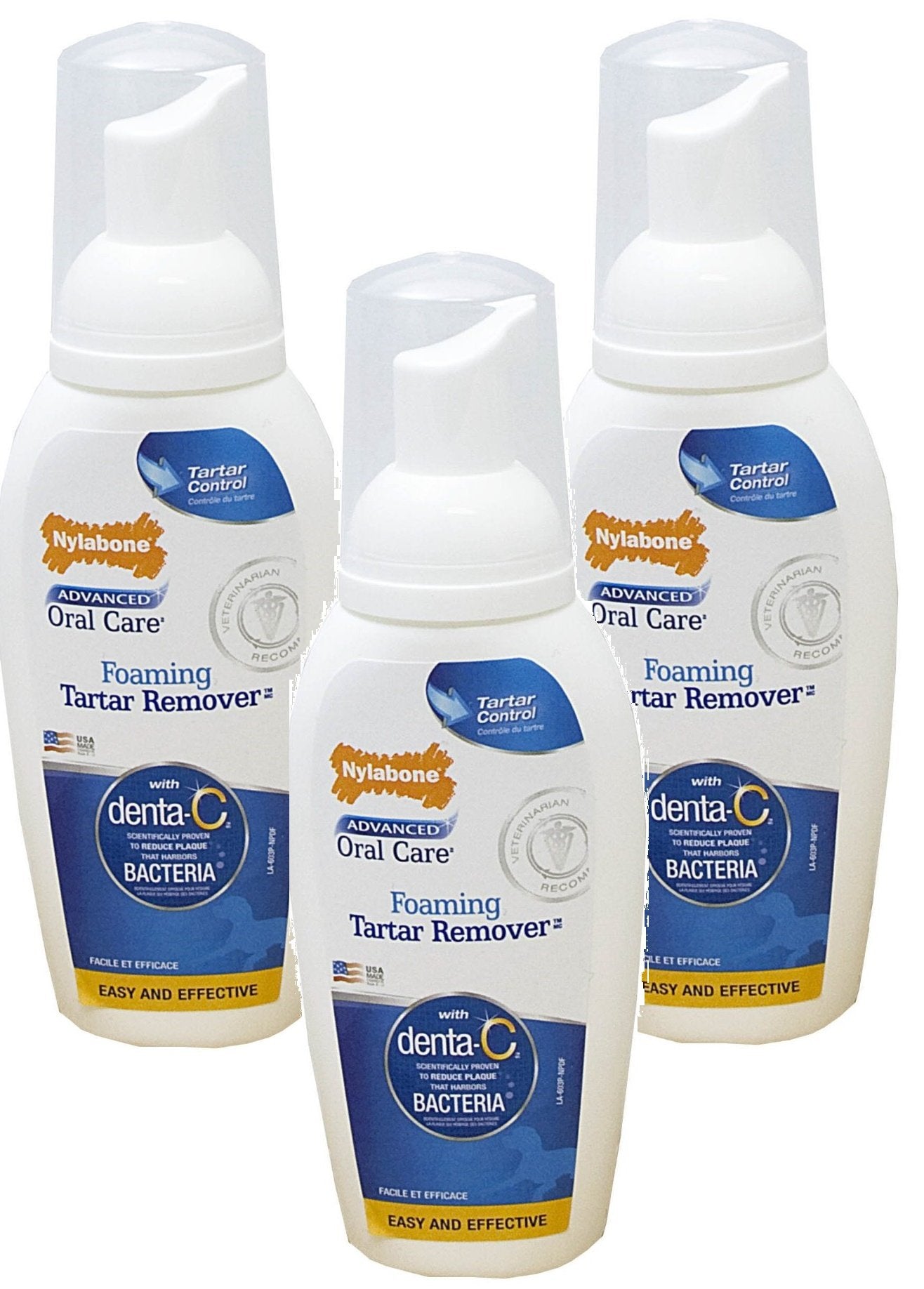 Nylabone Advanced Oral Care foaming tartar remover 4oz 3-pack for daily dog dental cleaning
