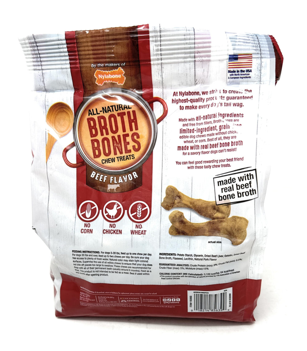 Nylabone Beef Broth Bones natural ingredients with no grains.