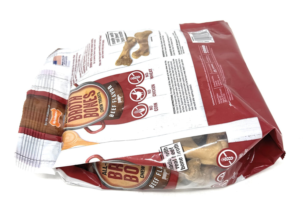 Nylabone Beef Broth Bones USA-made icon on bag.