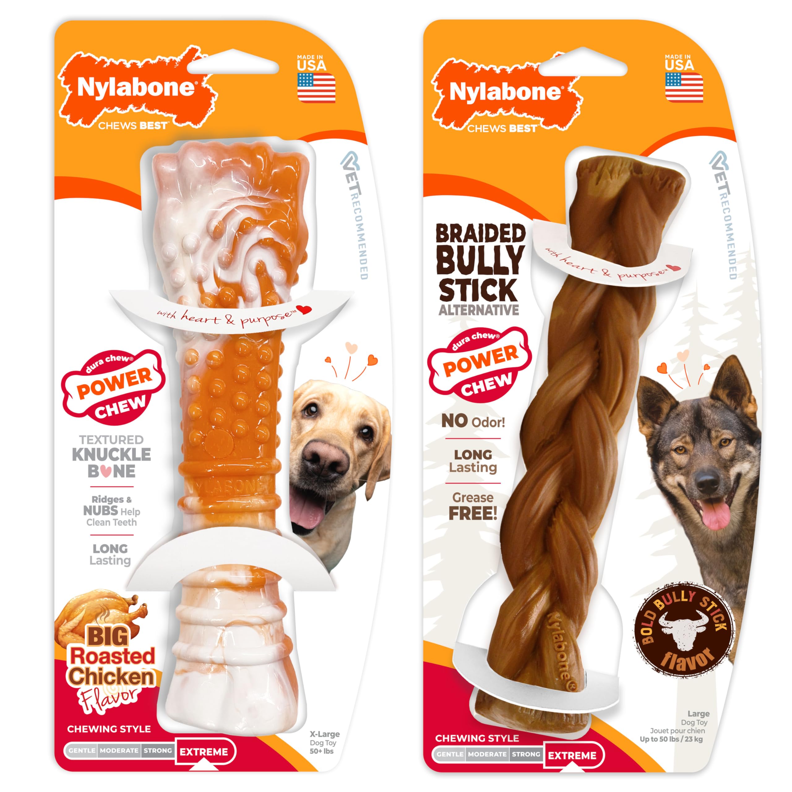 Nylabone braided bully-stick alternative for large dogs delivers safe, durable chewing.