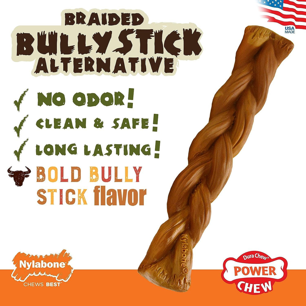 Nylabone braided texture close-up, showing durable nylon chew for long-lasting play.