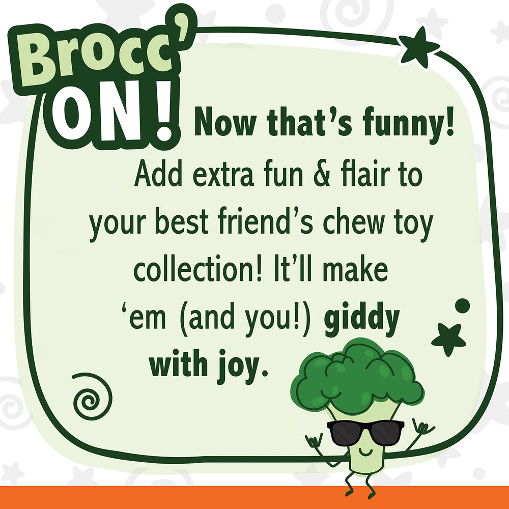 Nylabone broccoli-shaped toy rolls and tumbles during play