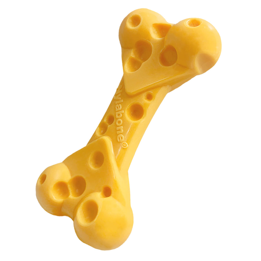 Nylabone Cheese Bone Power Chew Toy flavor pockets close-up for treat-dispensing play