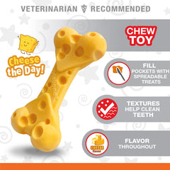 Nylabone Cheese Bone Power Chew Toy textured grooves and nubs for engaging chewing