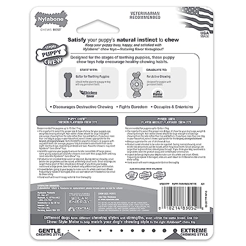 Nylabone chicken-flavor puppy chew toy with appealing taste