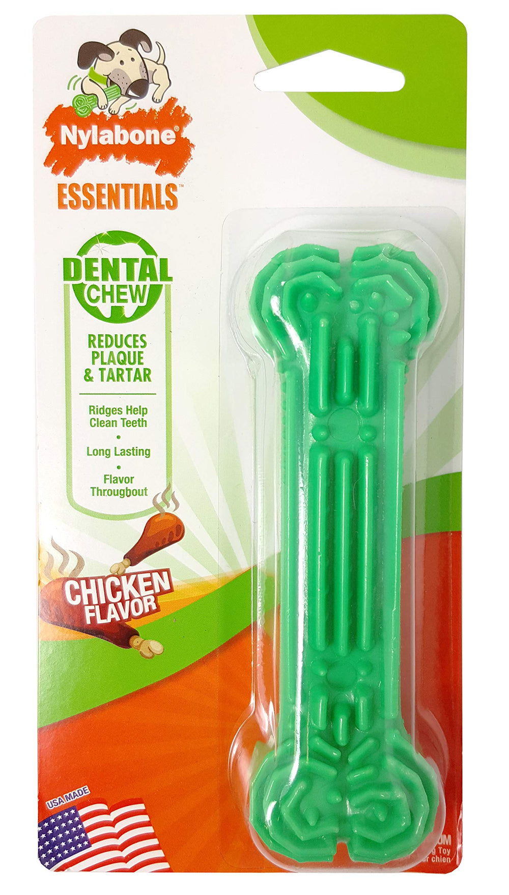 Nylabone NYL Daily Dent Drbl Chew Md with ridged surface helps reduce plaque and satisfy powerful chewers.