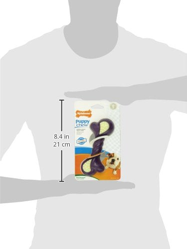 Nylabone Double Action Bone puppy size up to 25 lbs supports safe teething habits.