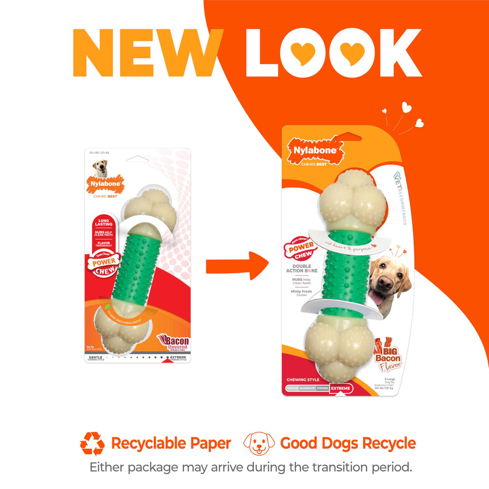 Nylabone Double Action Bone Toy durable nylon close-up highlights chew surface