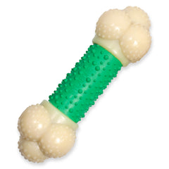 Nylabone Double Action Bone Toy top view shows durable nylon for aggressive chewers