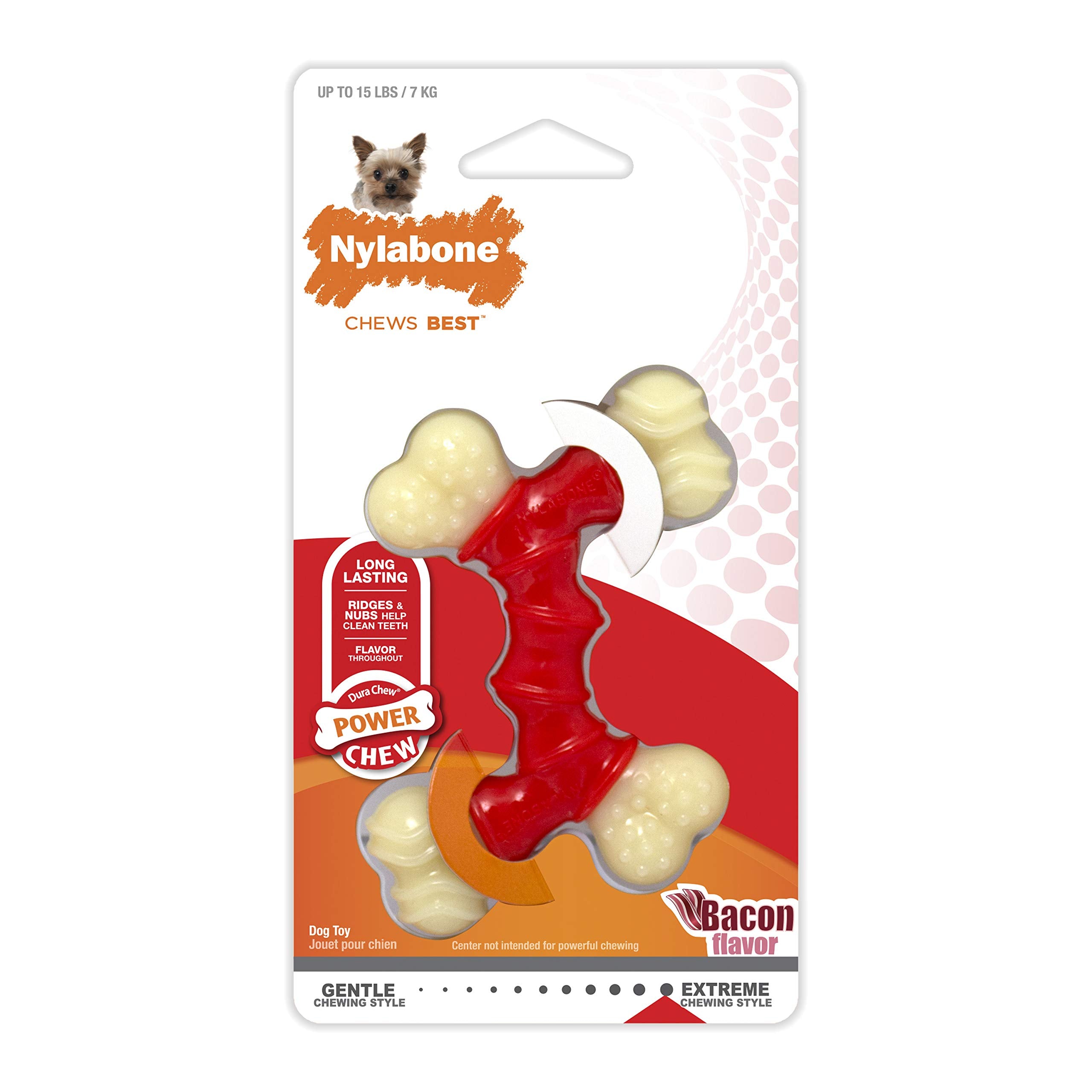 Nylabone Double Bone Power Chew Toy emphasizes safe chew design for supervised play.
