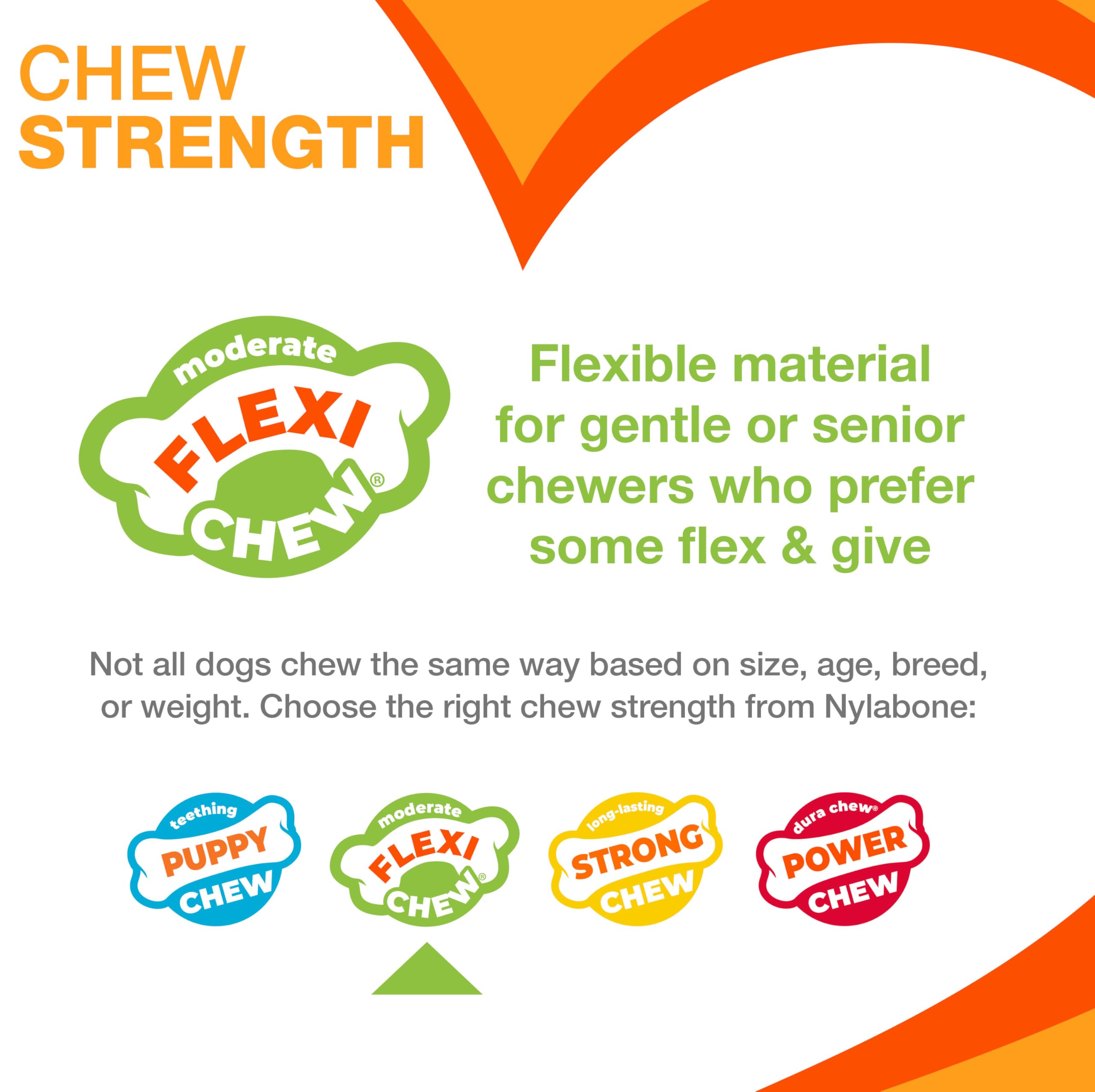 Nylabone Flexi Chew Toy for small dogs up to 15 lbs provides safe, chewable engagement