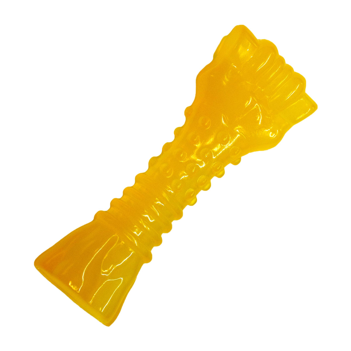 Nylabone Freezer Knuckle Bone puppy chew toy shows color-changing freeze action for teething relief.
