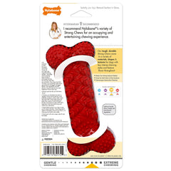 Nylabone Fun N Fit Rubber Braided Bone, side view, durable chew supports calm, focused play.