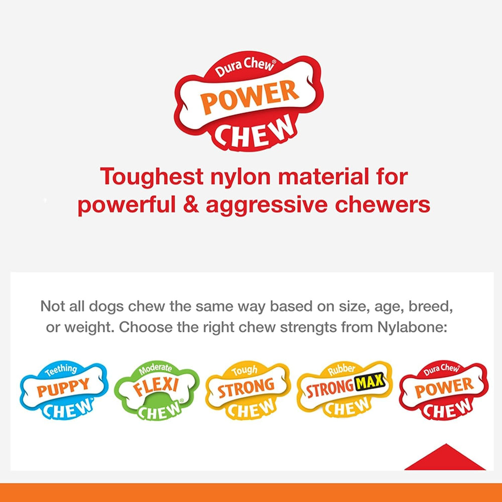Nylabone giant chew for dogs up to 50 pounds, power chewer compatible.