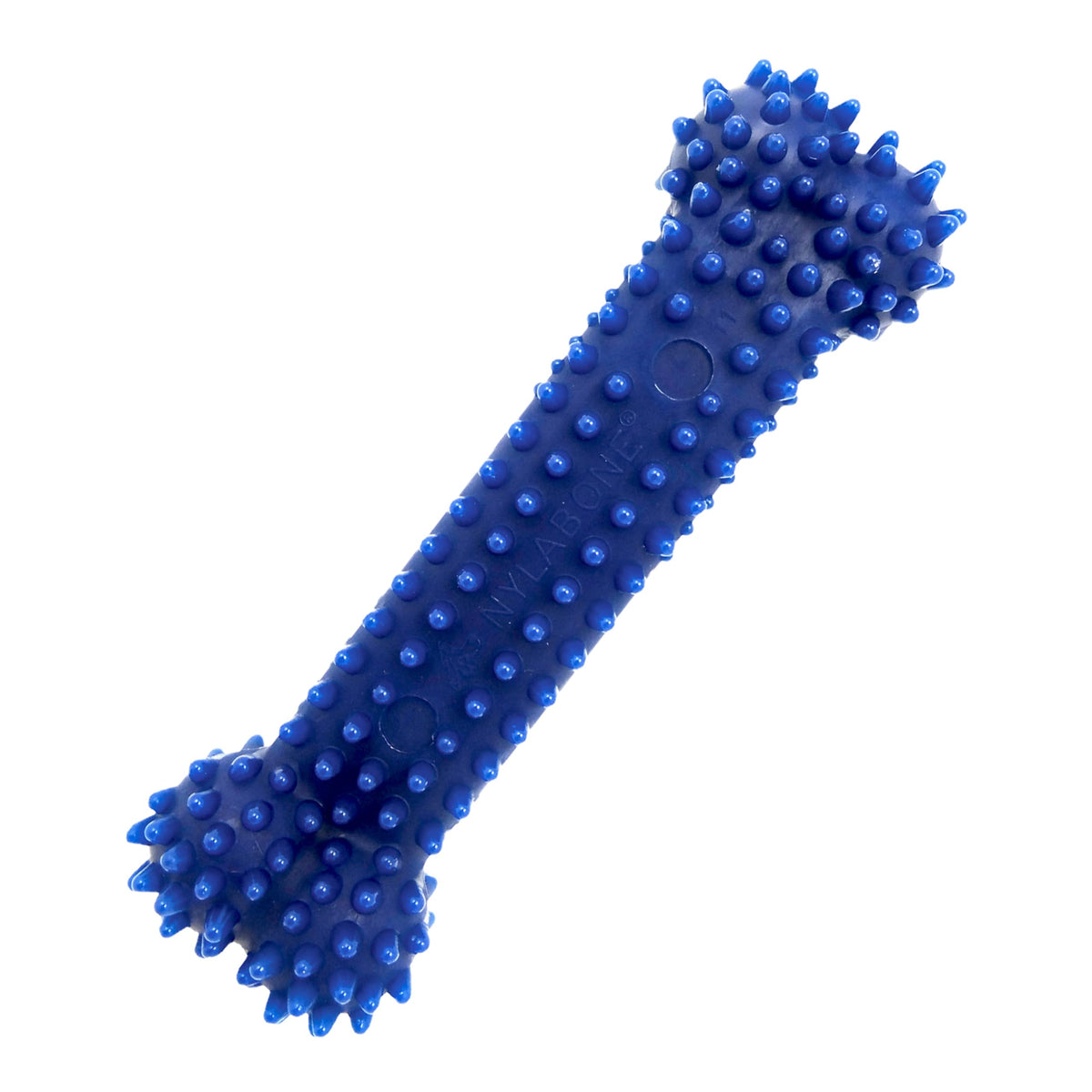 Nylabone Gumabone textured dental bone Flexi Chew Toy small closeup showing nubs for cleaning teeth.