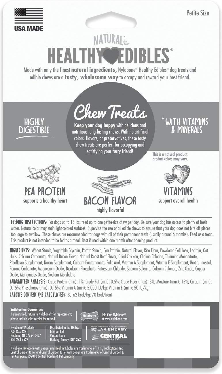 Closeup of Nylabone Healthy Edibles bacon chew with long-lasting texture