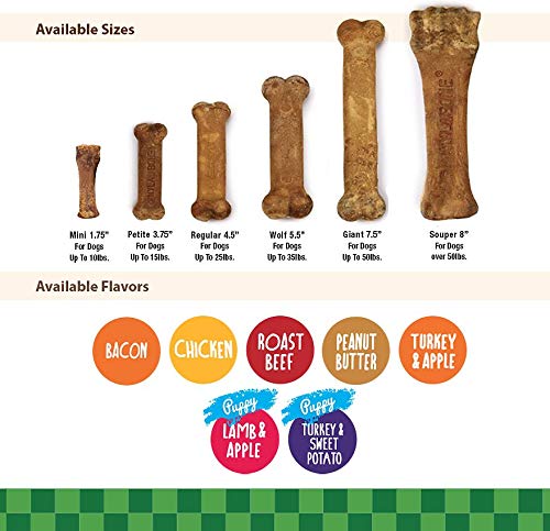 Nylabone Healthy Edibles bacon flavor treats highlighting vitamins and minerals