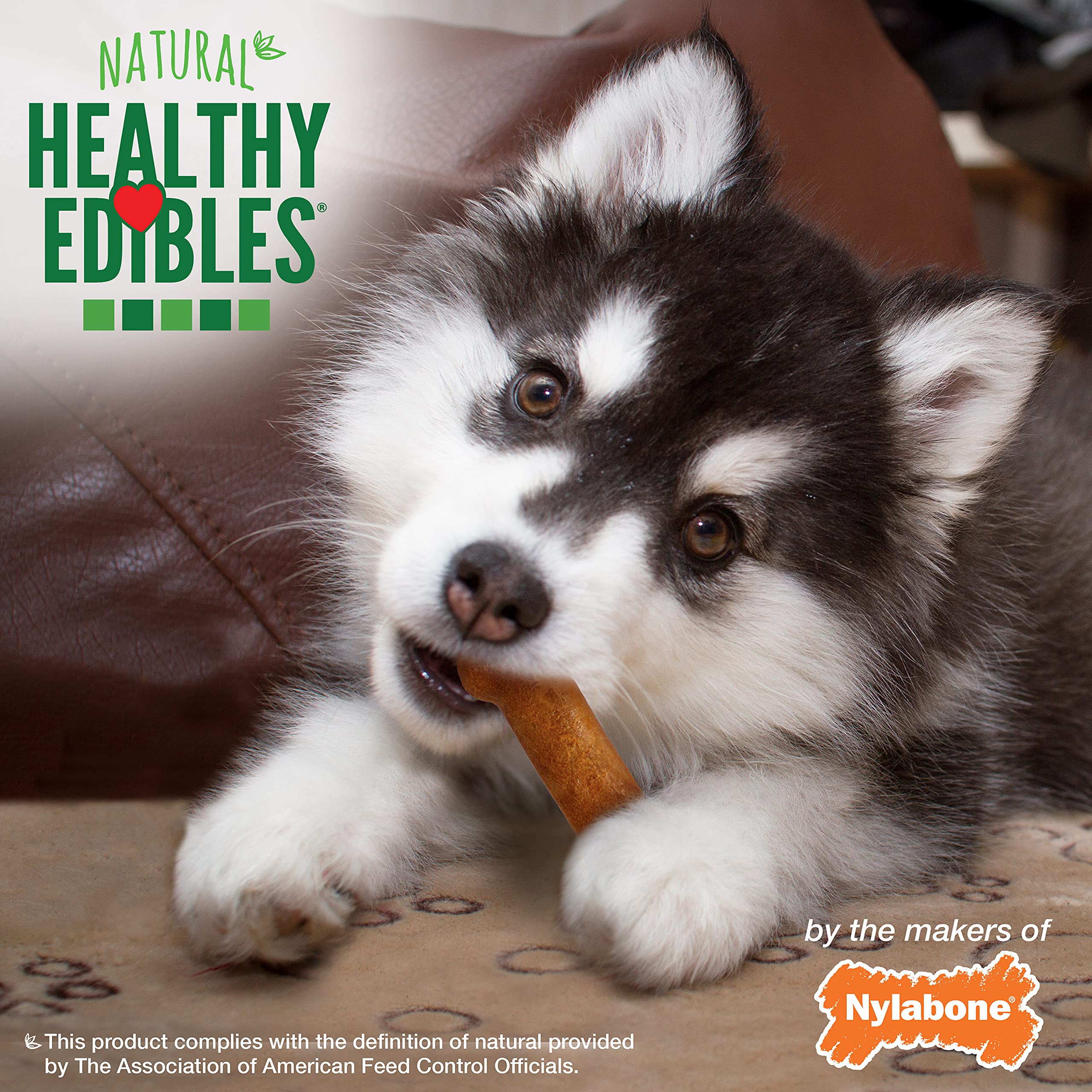 Nylabone Healthy Edibles calcium supports teeth and bones during growth