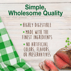 Dog chewing Nylabone Healthy Edibles roast beef chew in home setting.