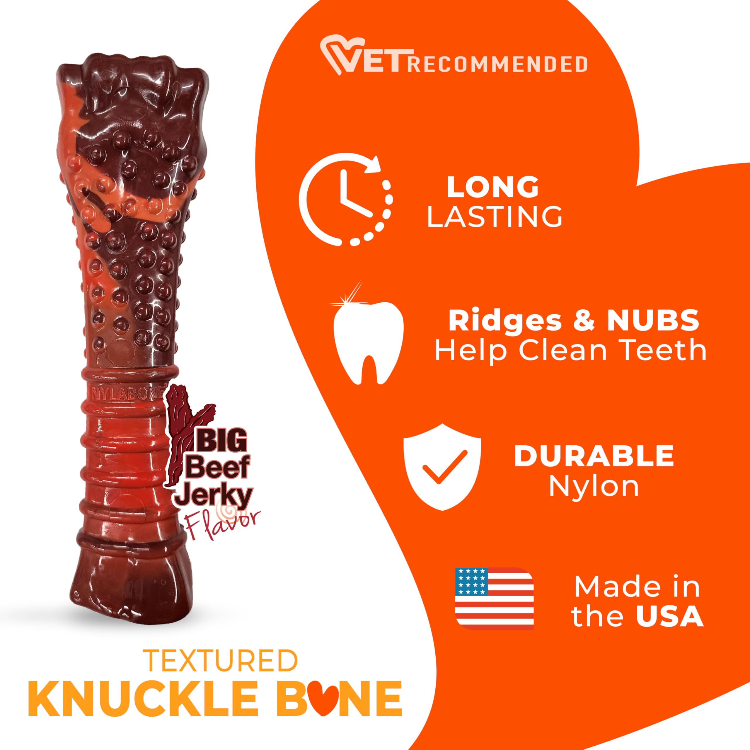 Nylabone Hueso texturizado sabor a res mejora la experiencia de masticación.