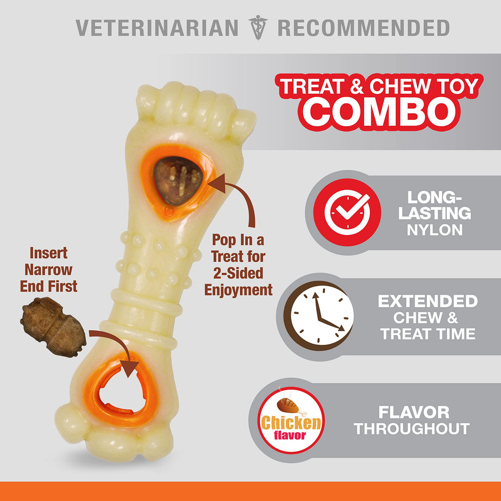Nylabone Knuckle Bone Pop-In Treat Toy close-up reveals tough nylon and ridges