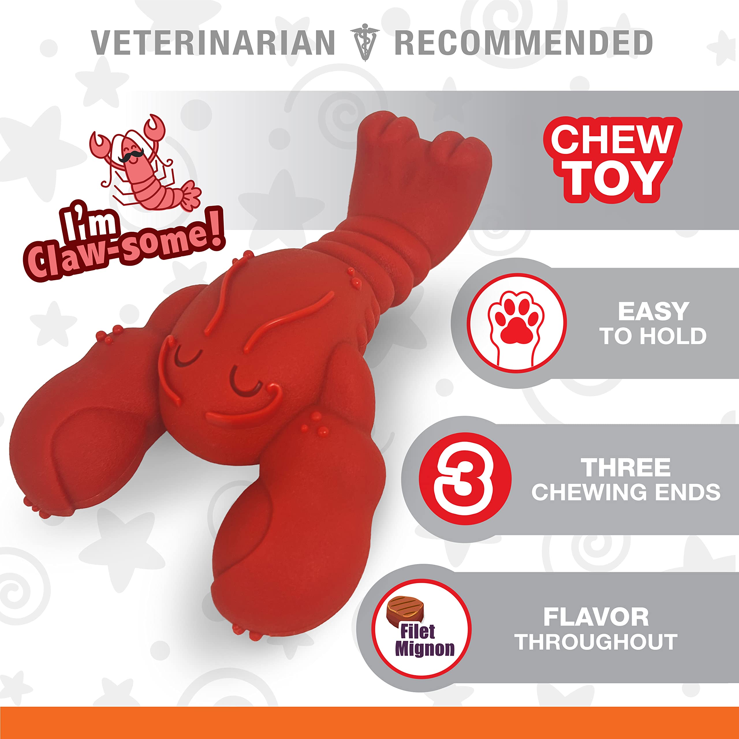 Nylabone Lobster Power Chew Toy arch handle reveals easy grip for large dogs