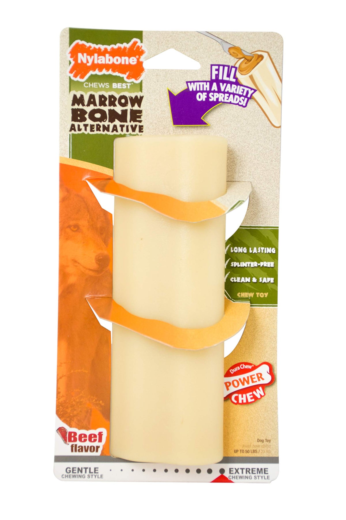 Nylabone Marrow Bone Alternative large chew for powerful chewers helps curb destruction