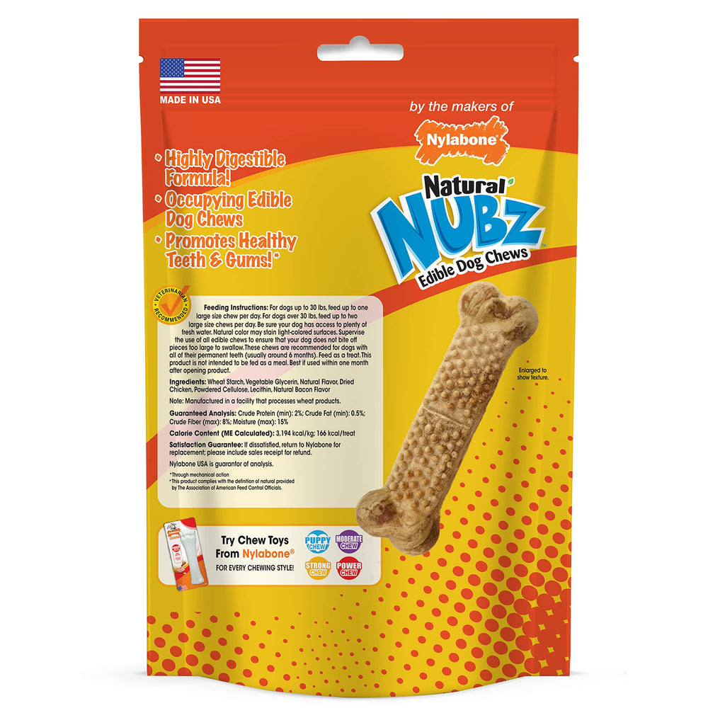 Nylabone Nubz crave-worthy chicken flavor for better chewing sessions.
