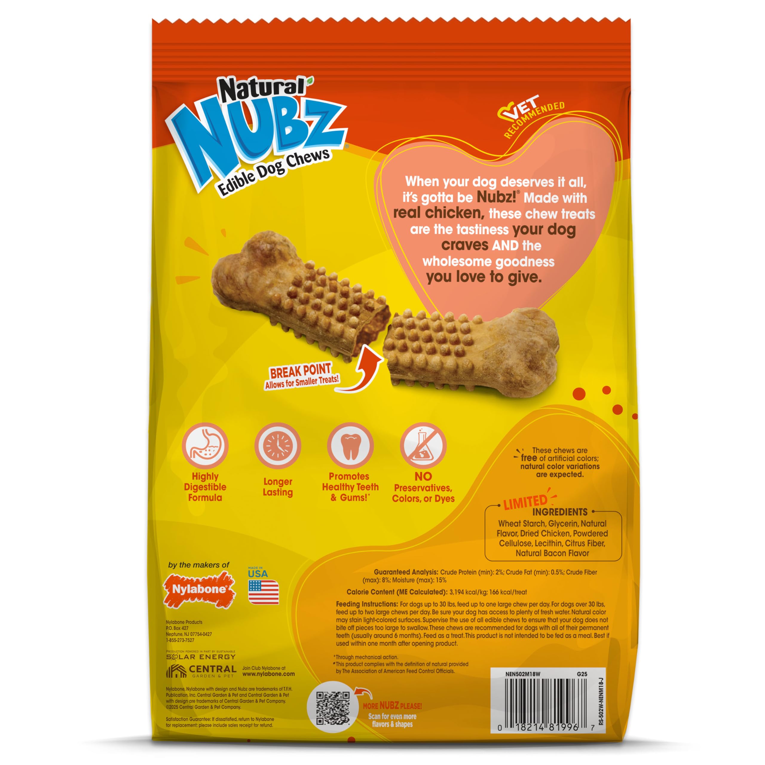 Nylabone Nubz large-dog chew scene captures heavy chewer-friendly design.