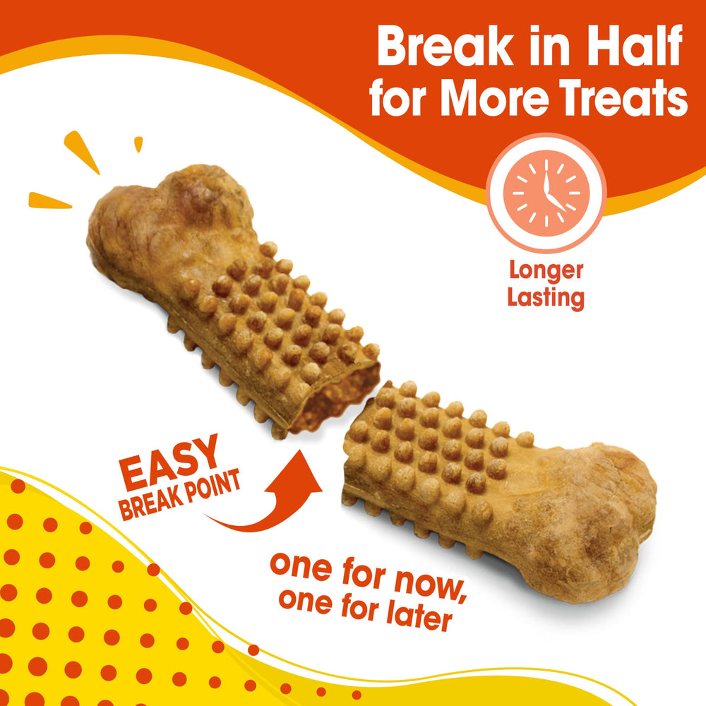Nylabone Nubz chicken flavor close-up highlights real chicken taste and engaging texture.