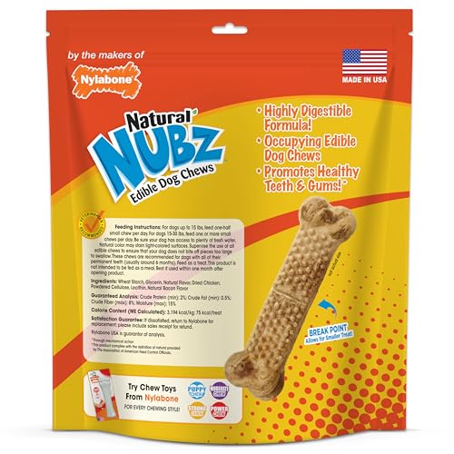 Nylabone Nubz in-use small-dog scene shows chews for relief and engagement.