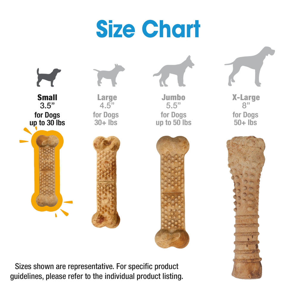 Nylabone Nubz premium chicken flavor highlights appealing taste for dogs.