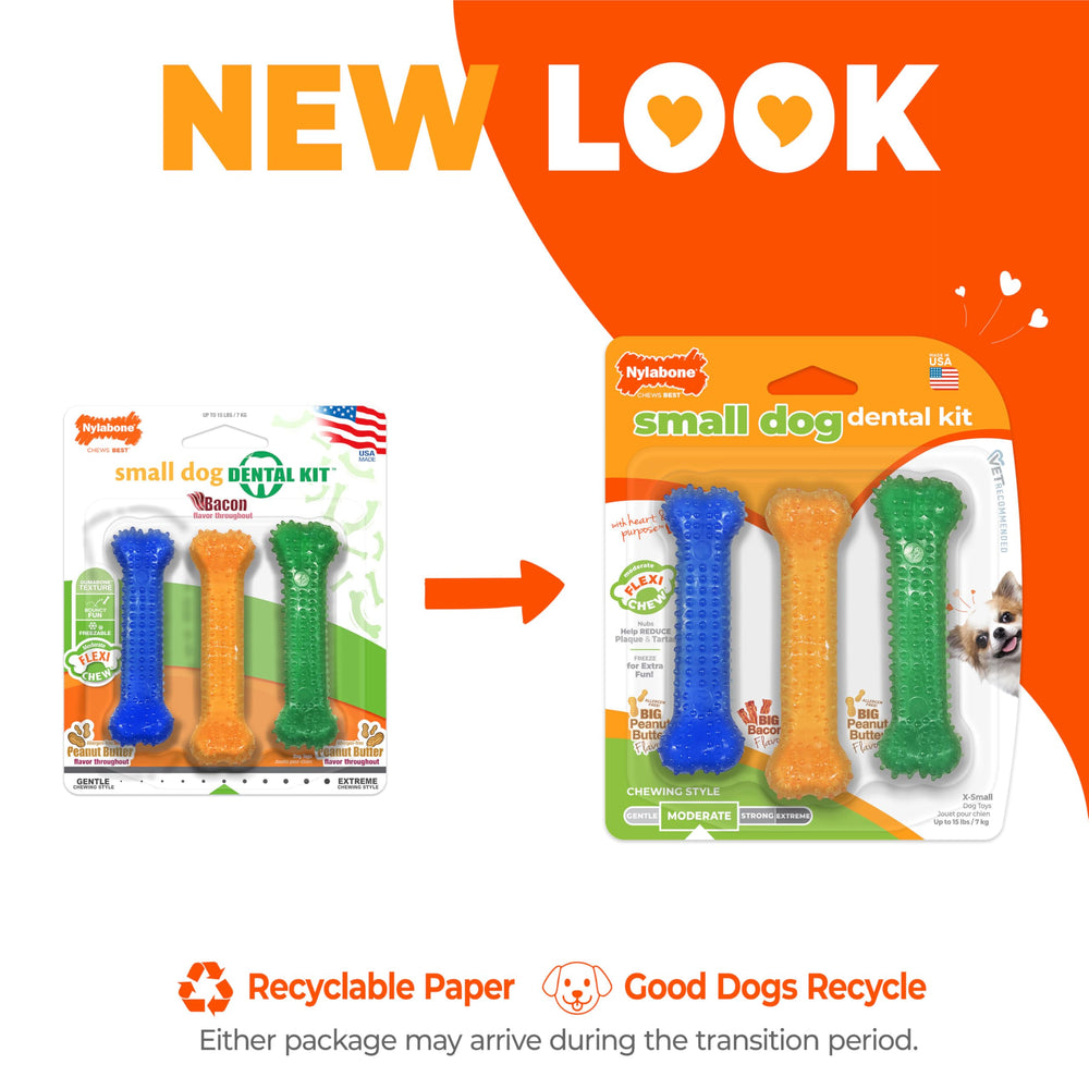 Nylabone Flexi Chew peanut butter flavor for petite dogs, appealing chew flavor