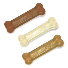 Nylabone Original Bone Flexi Toy bacon flavor for moderate chewers supports engaging dental-friendly chewing.