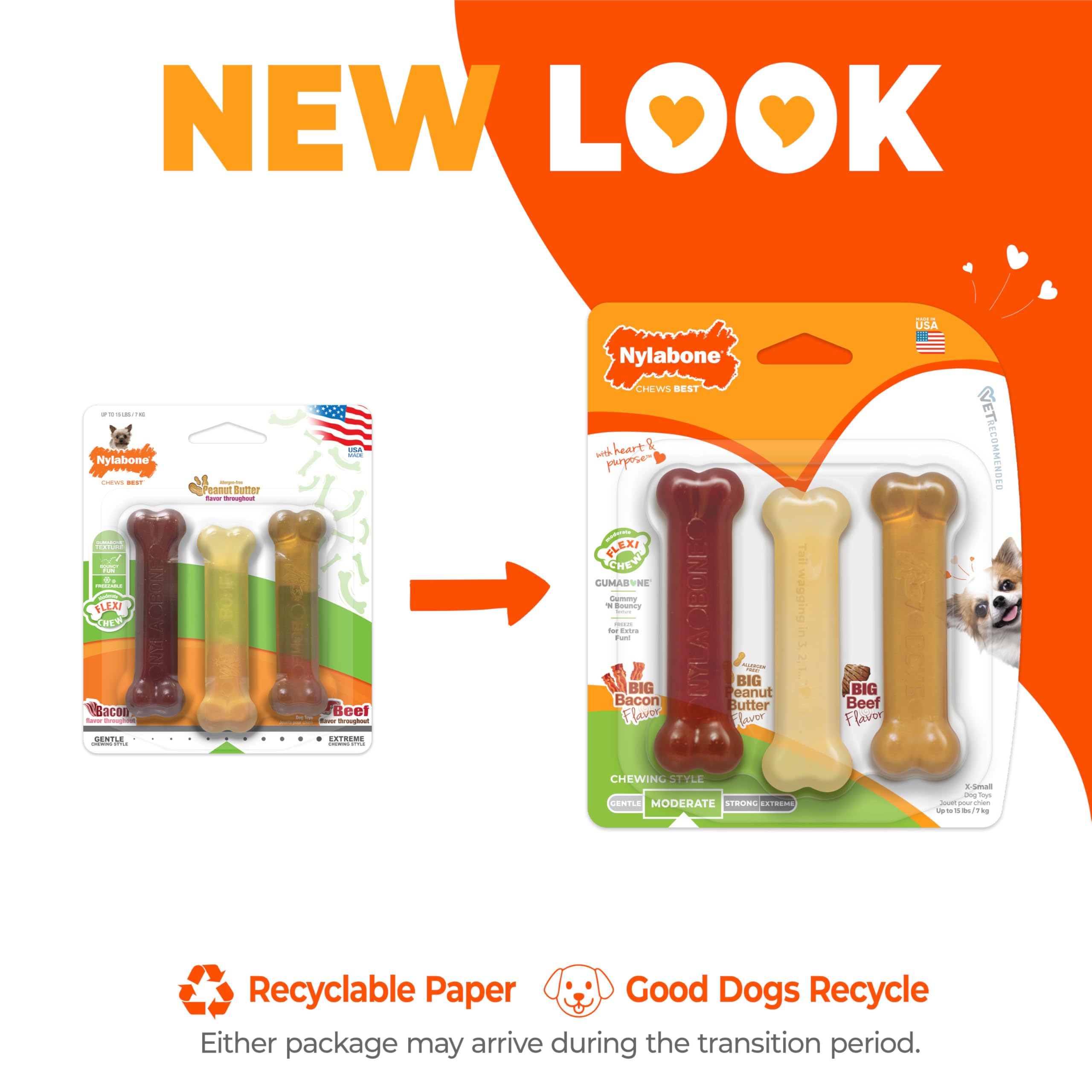 Nylabone Original Bone Flexi Toy beef flavor engages dogs during flavorful chewing.