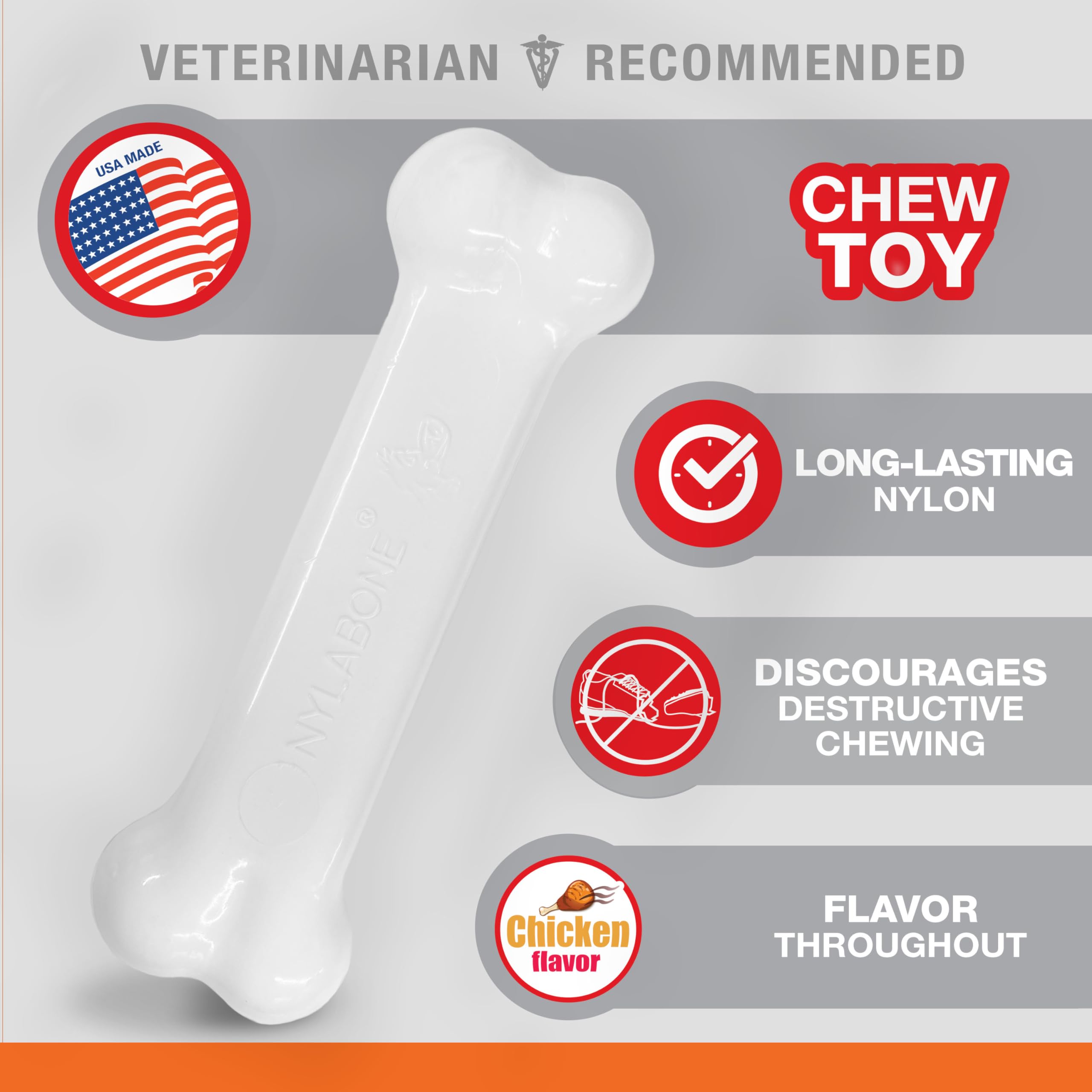 Nylabone Original Bone Power Chew Toy dog chewer portrait showing durable design.