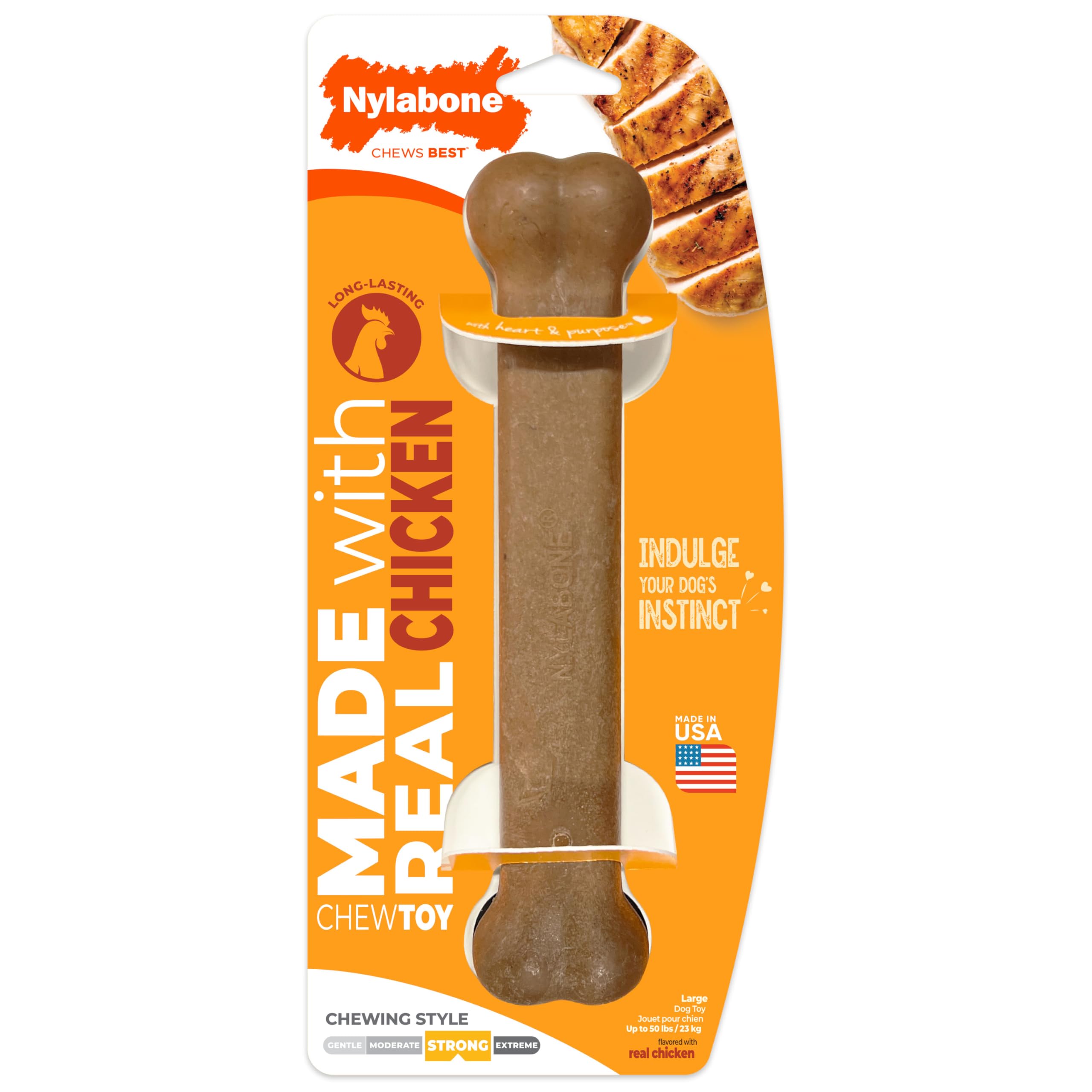 Nylabone Original Bone tough-chewer focus shows durability under strong chewing