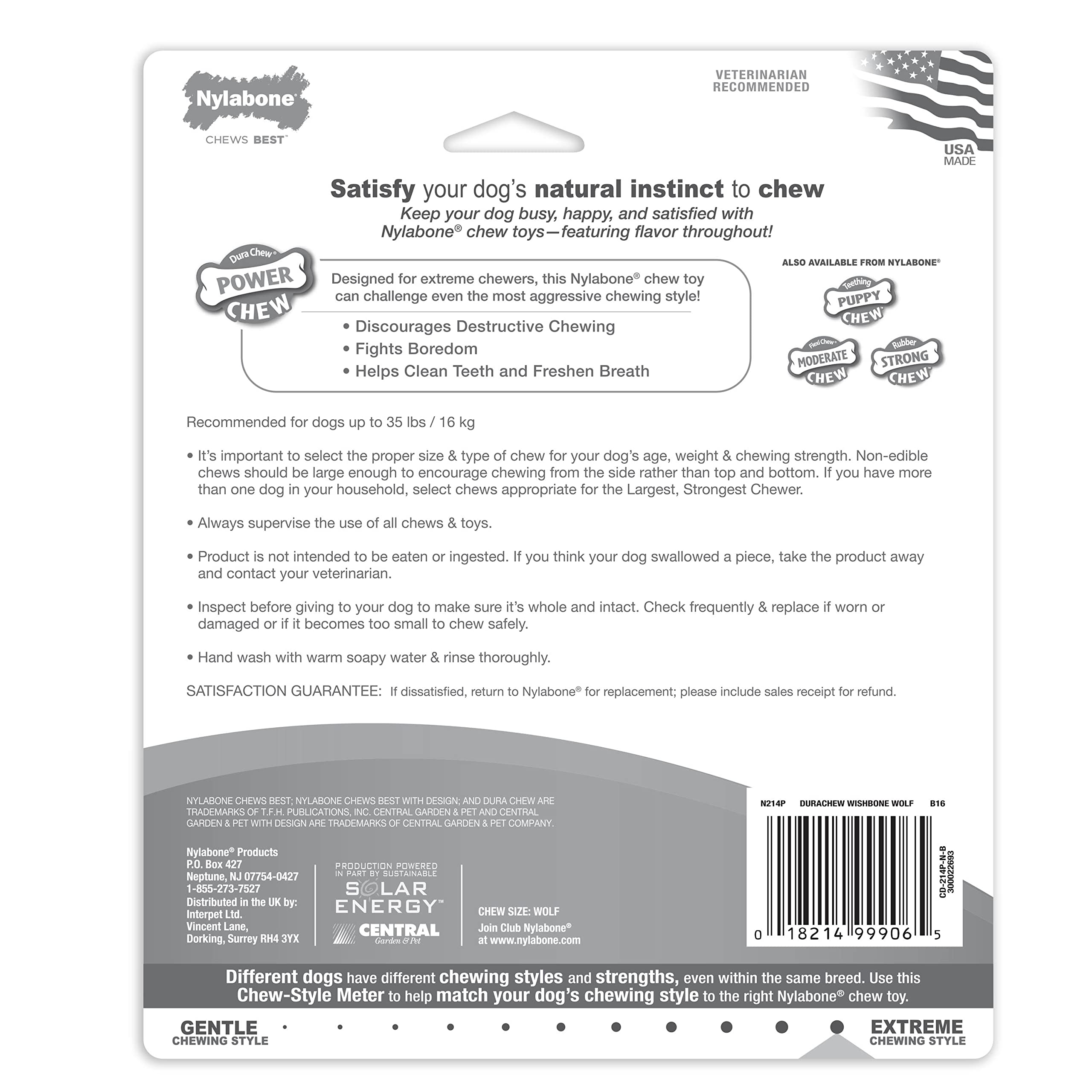Nylabone Original Wishbone six-inch-length—compact chew for interactive play.