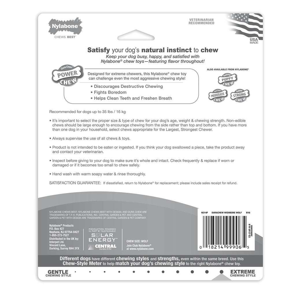 Nylabone Original Wishbone six-inch-length—compact chew for interactive play.