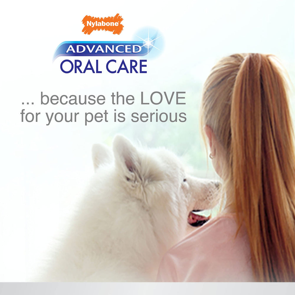 Nylabone Advanced Oral Care plaque and tartar fight graphic on the packaging