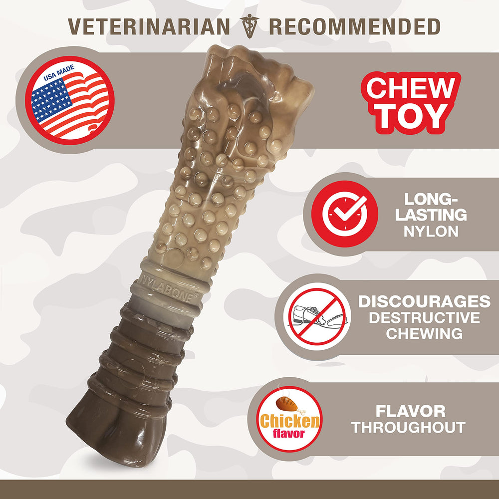 Nylabone Power Chew Camo dog toy textured ridges-nubs promote dental play and cleaning