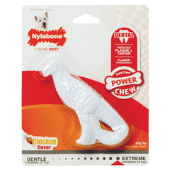 Nylabone Power Chew Dental Dino chicken flavor entices extended chews