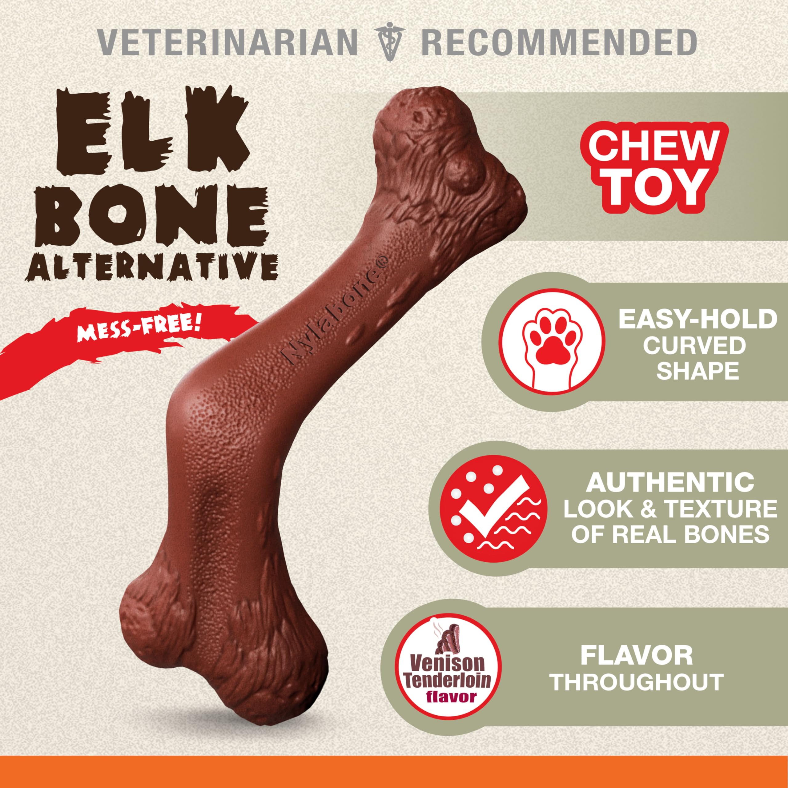 Nylabone Power Chew dental health textured surface helps clean teeth as they chew.