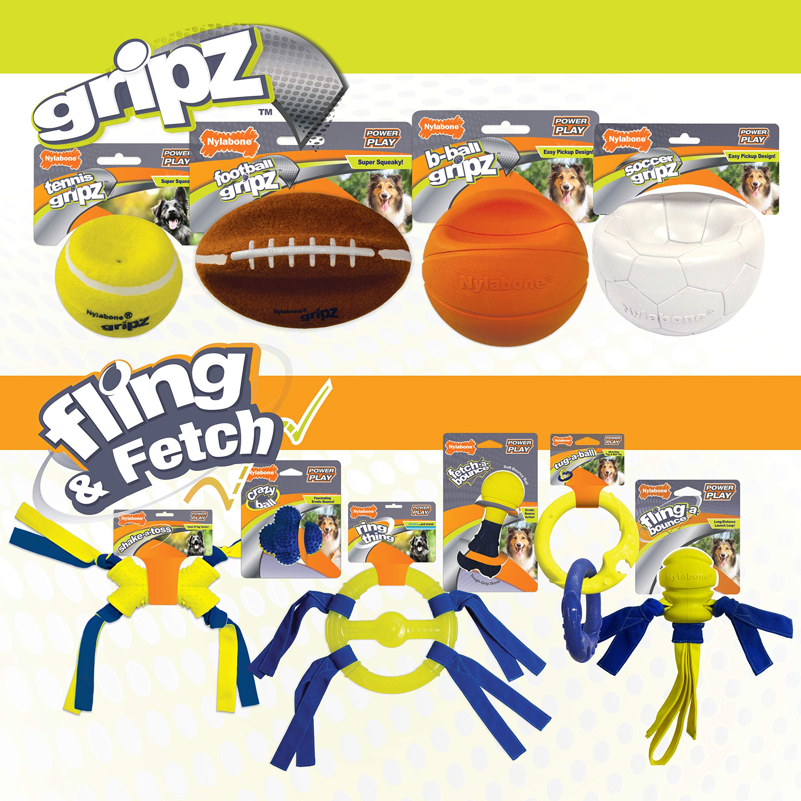 Nylabone Power Play Gripz Soccer Ball being chased outdoors by dog in yard