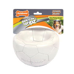 Nylabone Power Play Gripz Soccer Ball top view highlights easy pickup
